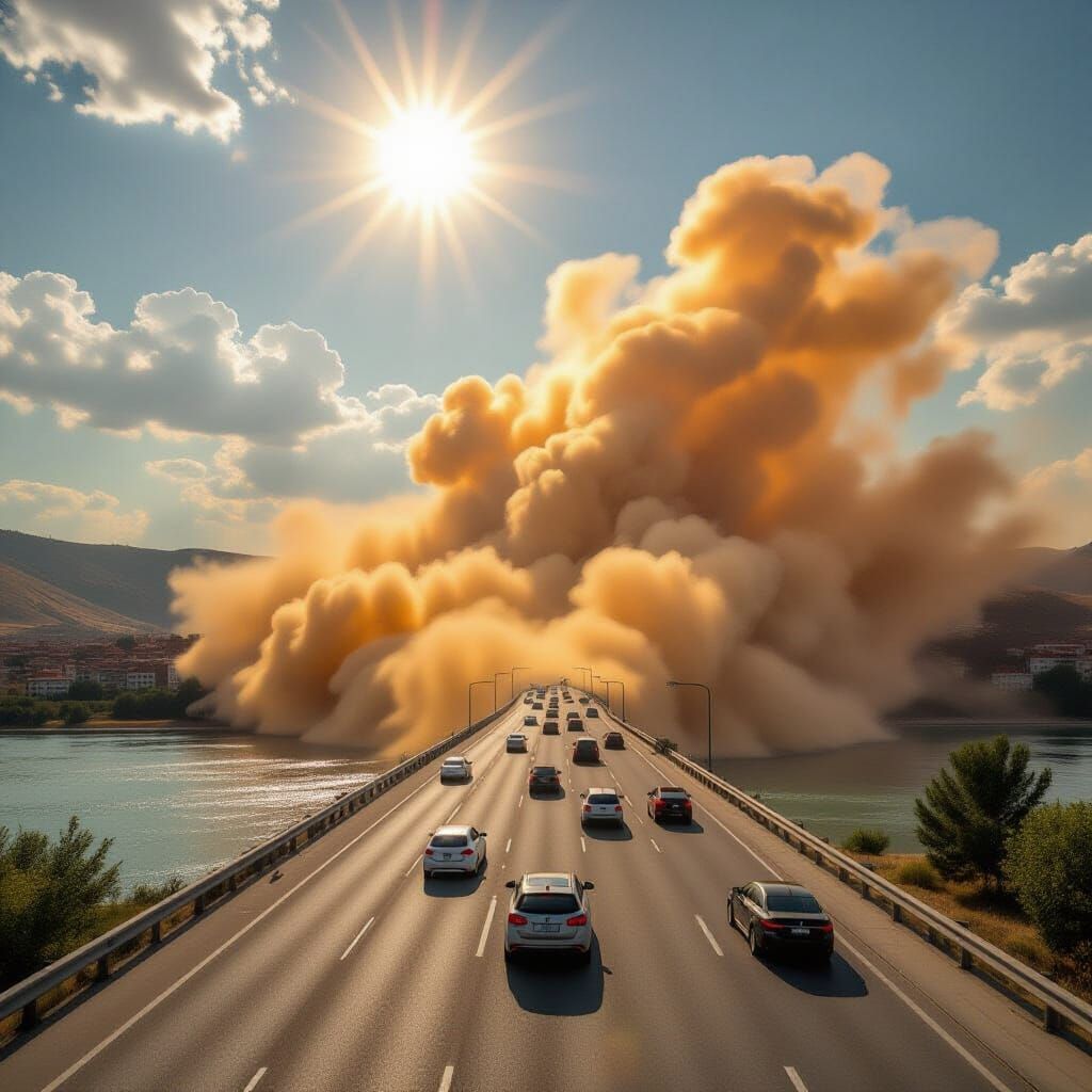 Colossal Haboob Approaches Kızılırmak River Bridge