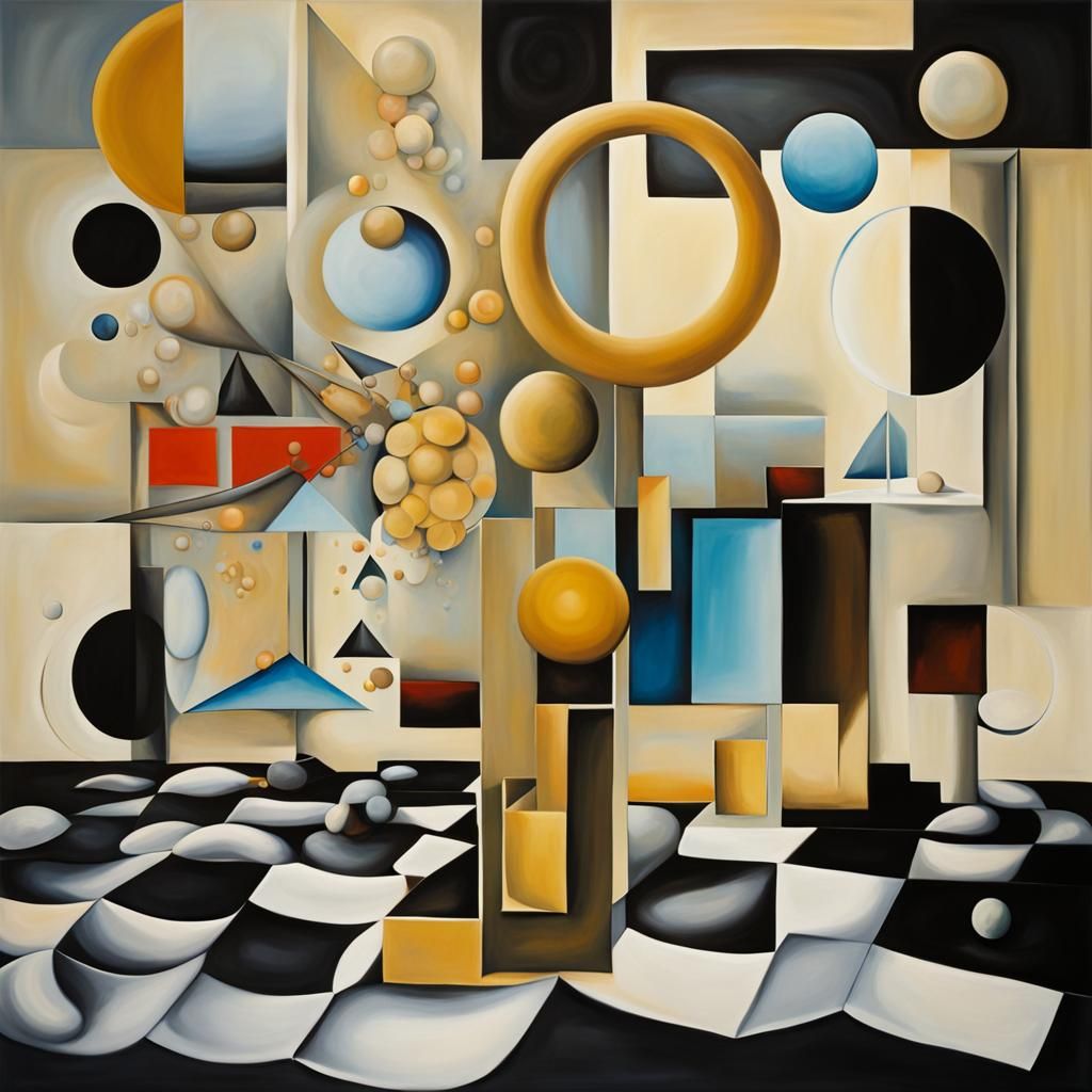 Abstract Geometric Shapes in Acrylic Painting Style