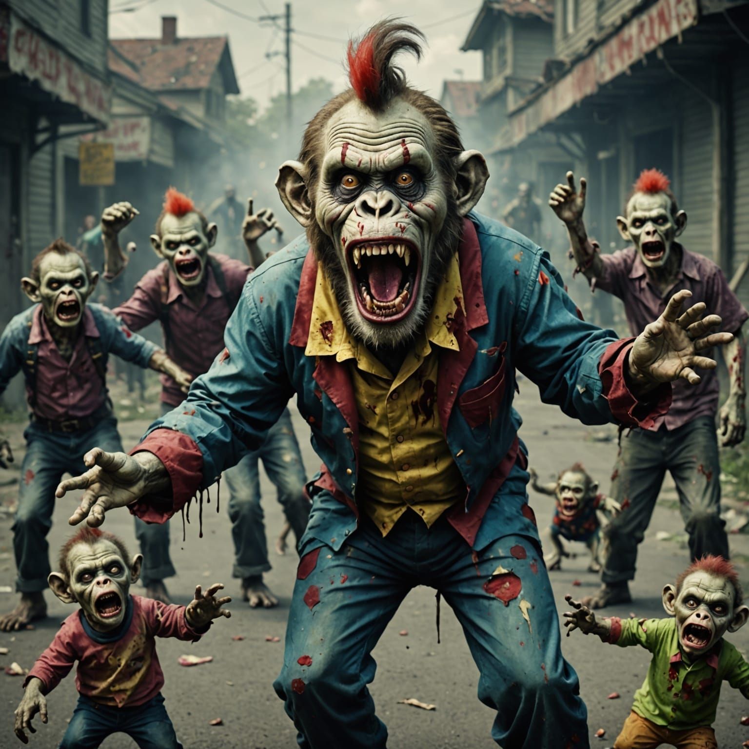 Zombie Monkey Monster Clown Family