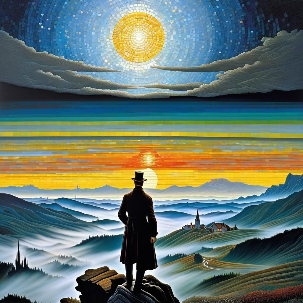 Wanderer Above Sea of Fog: Mosaic Masterpiece