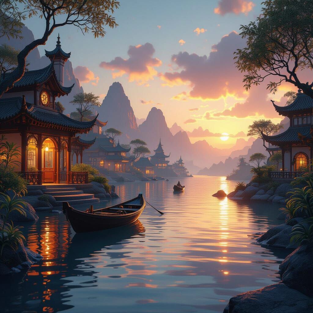 Fantastical Evening Landscape with Inviting Colors