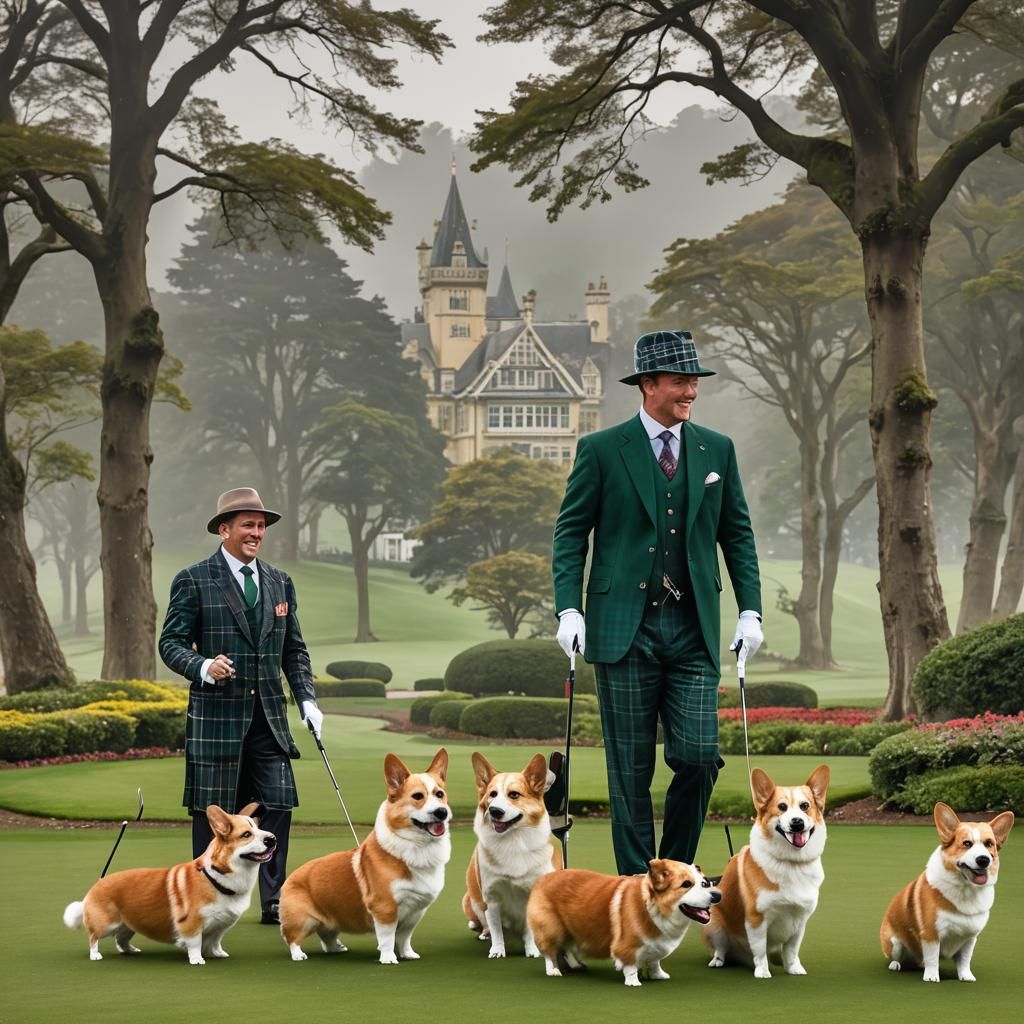 Corgis Play Golf on Royal Range