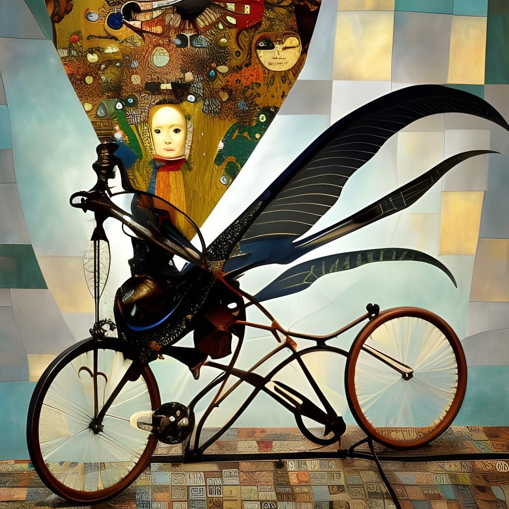 Victorian Clockwork Bicycle with Bat Wings in 3D