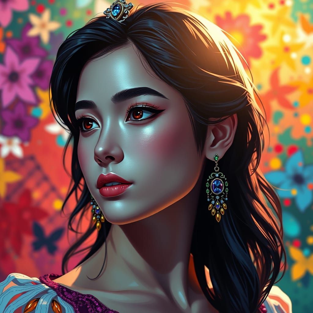 Hyperrealistic Anime Princess Portrait in Vibrant, Impressio...