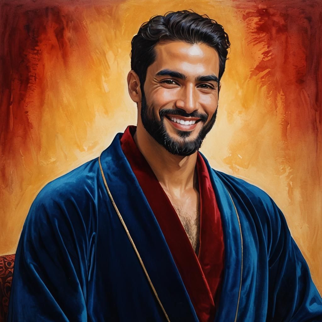 Art Nouveau Portrait of Man in Velvet Robe