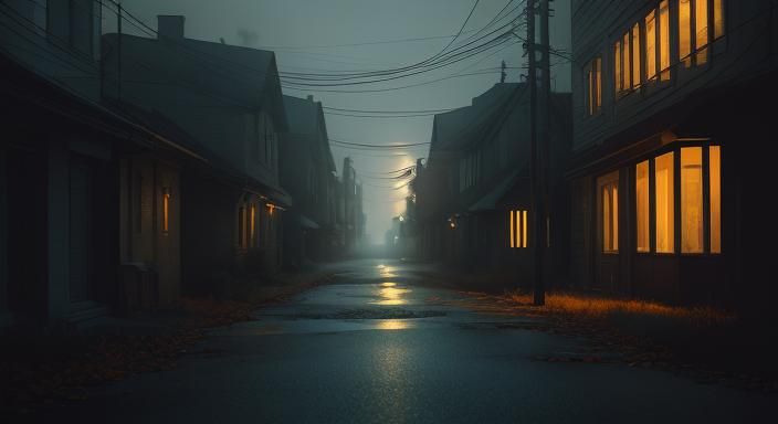 Noir House Radiates Warmth on Lonely Autumn Street