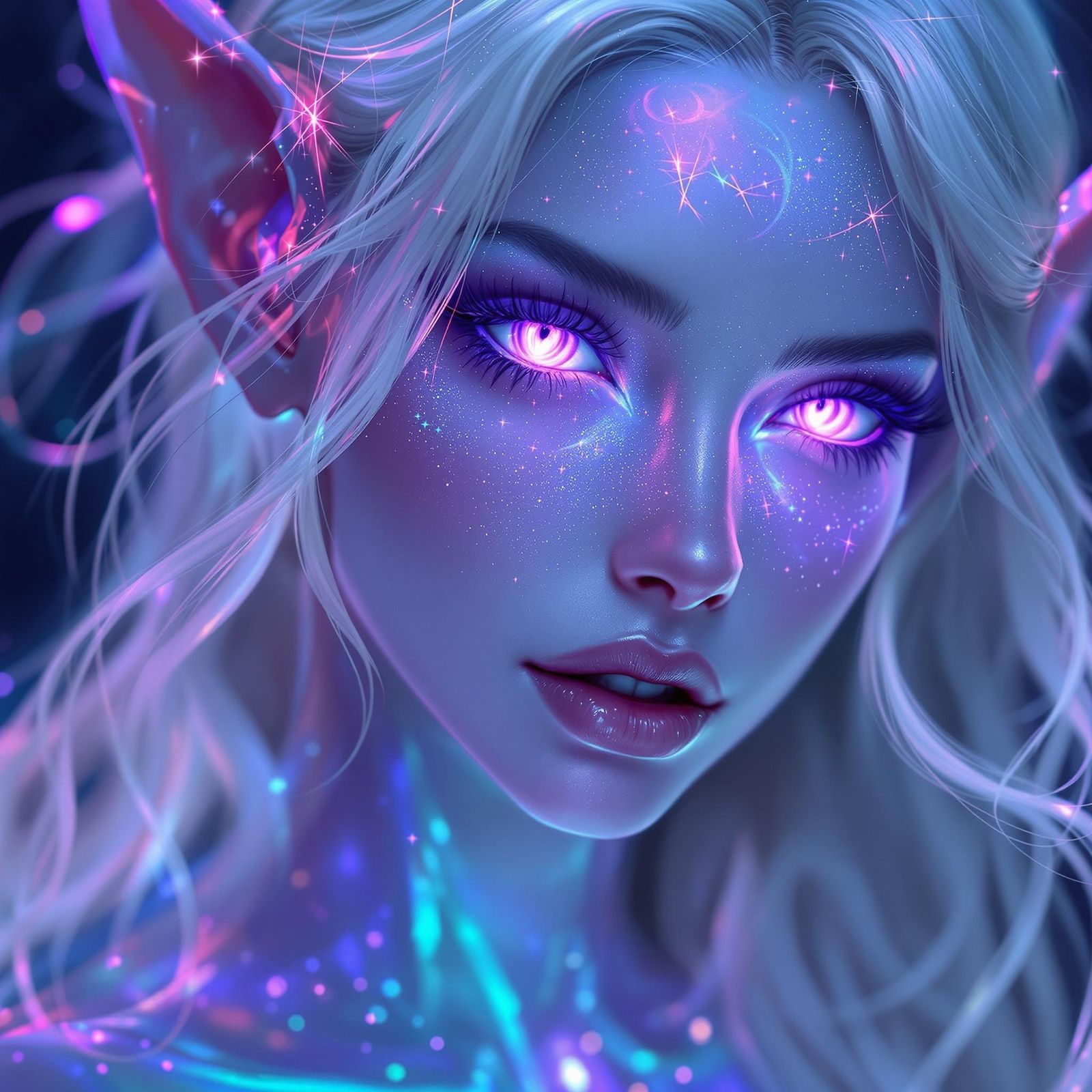 Ethereal Elven Goddess Radiates Vibrant Light