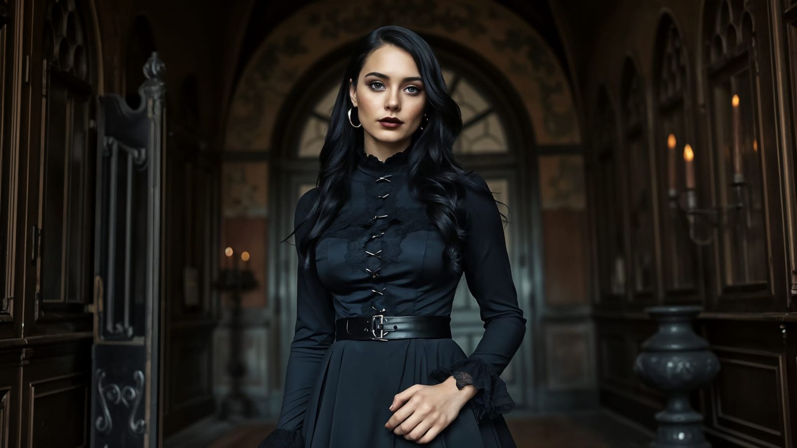 Gothic Woman in Victorian Elegance
