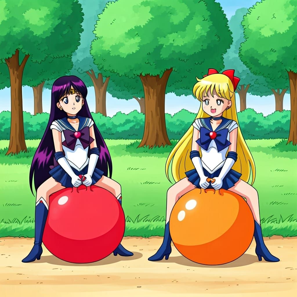 Sailor Moon Characters Bouncing in the Park
