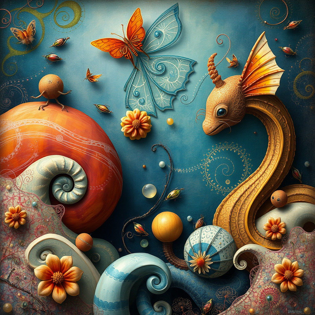 Dreamlike Whimsical Scene in Abstract Expressionism Style