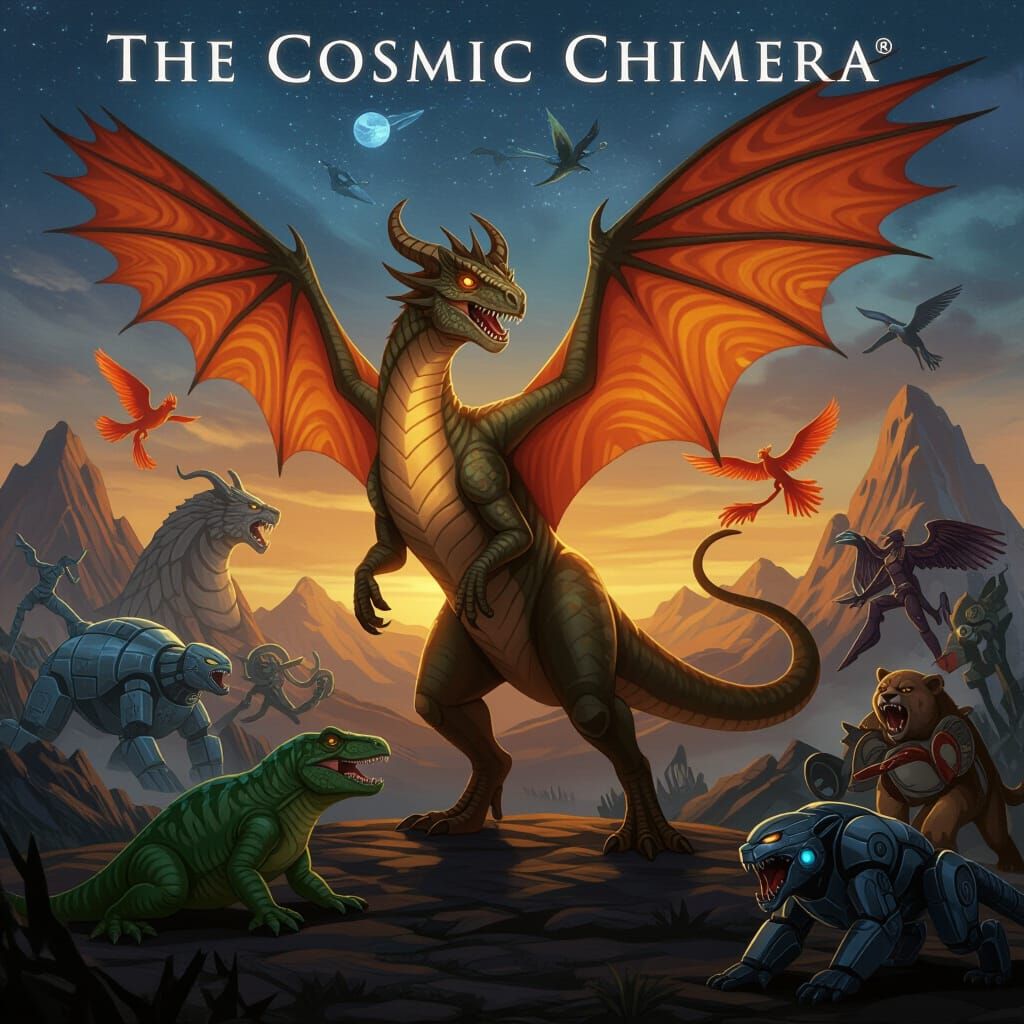 Cosmic Chimera: Fusion of Mythical and Legendary Creatures