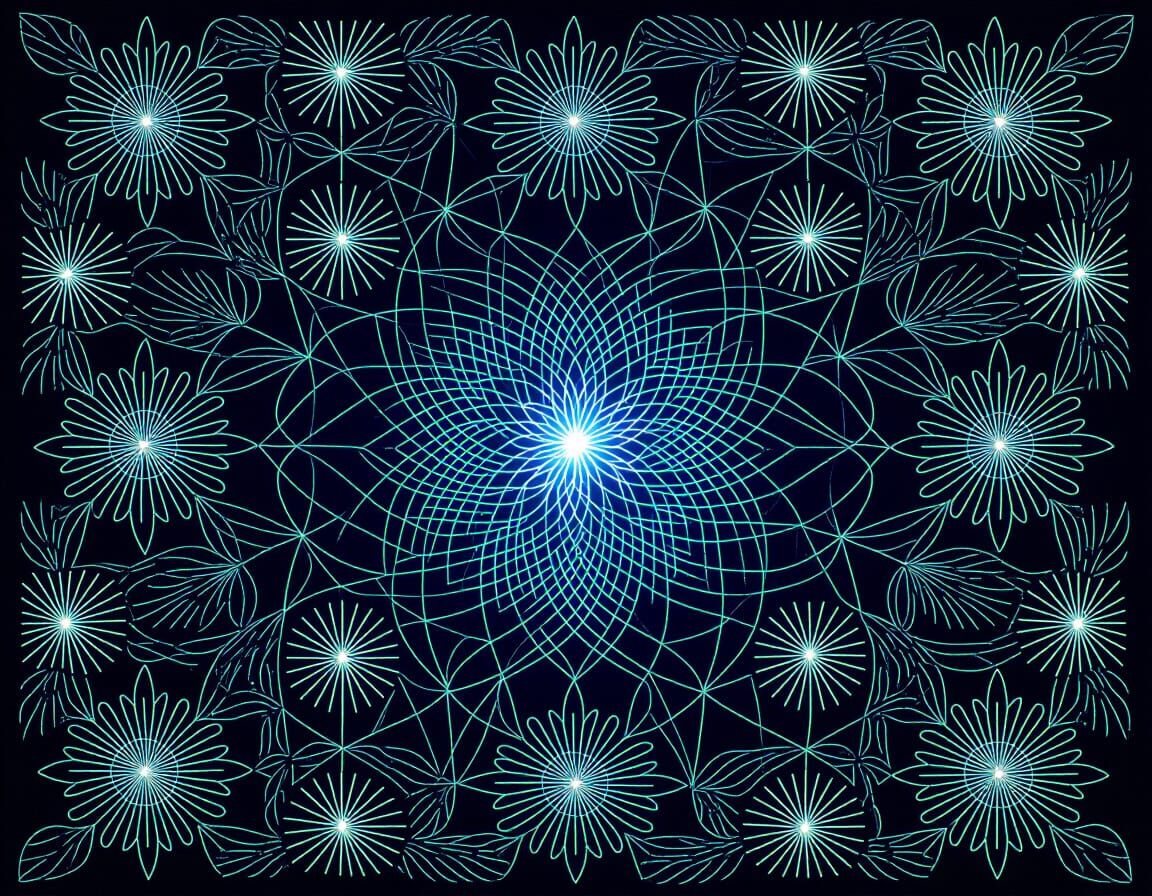 Luminous Embroidered Fantasy Quilt, Solarised