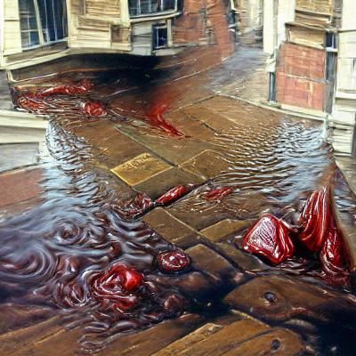 Bloody London Street Scene as Oil Painting