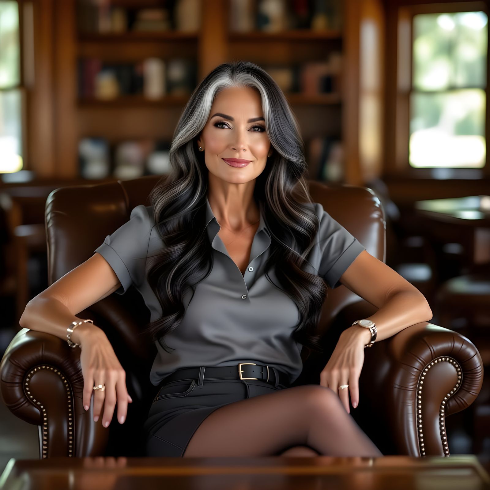 Photorealistic Portrait of Woman in Armchair