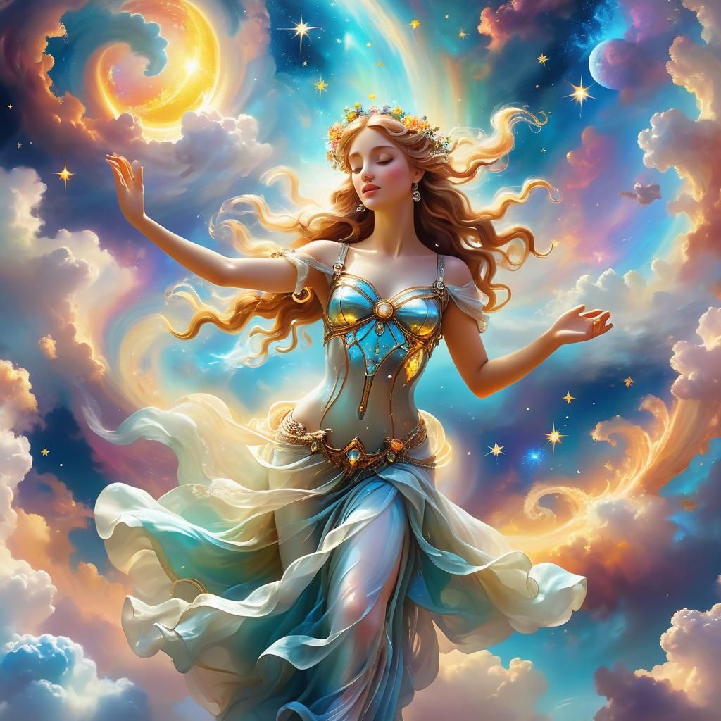 Aphrodite's Surreal Dance in Galactic Euphoria