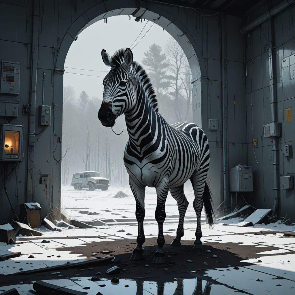 Majestic Zebra in Futuristic White Room