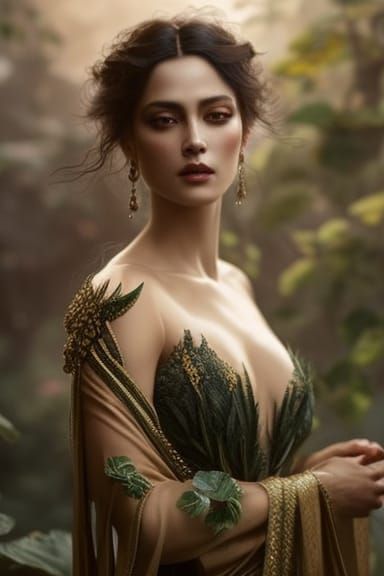 Woman in Silk Gown with Roses: A Fantasy Art Piece