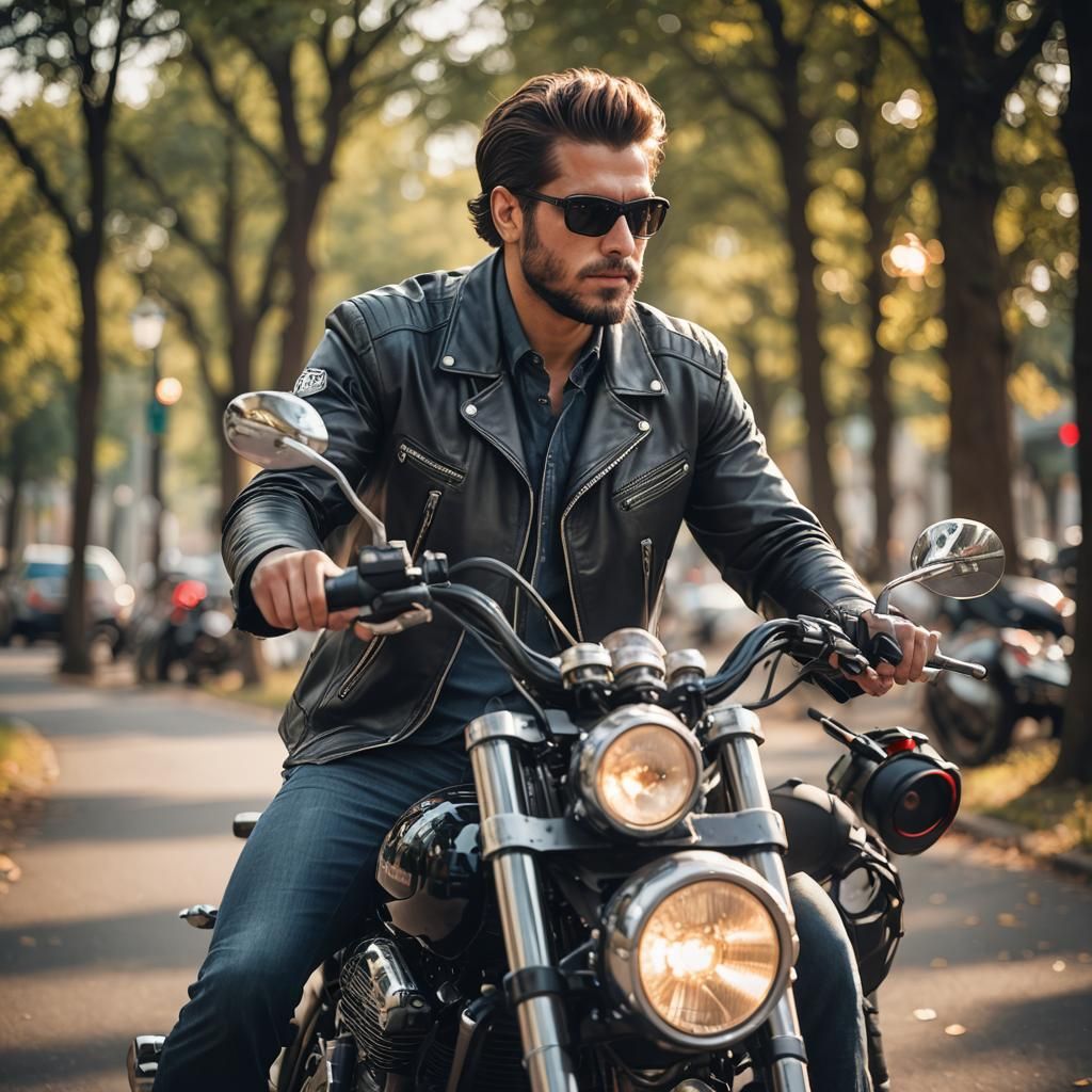 Professional Biker Portrait with Bokeh
