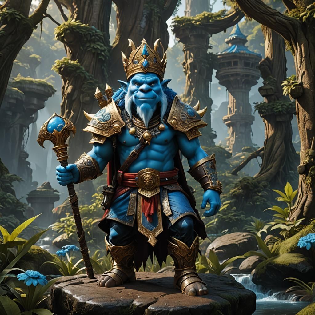 King Bumi as a Smurf: Detailed Matte Painting