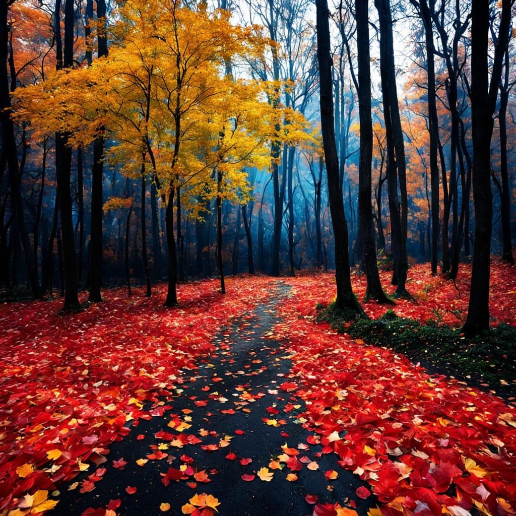 Whispers of a Sunny Forest as Leaves and Petals Dance in the...