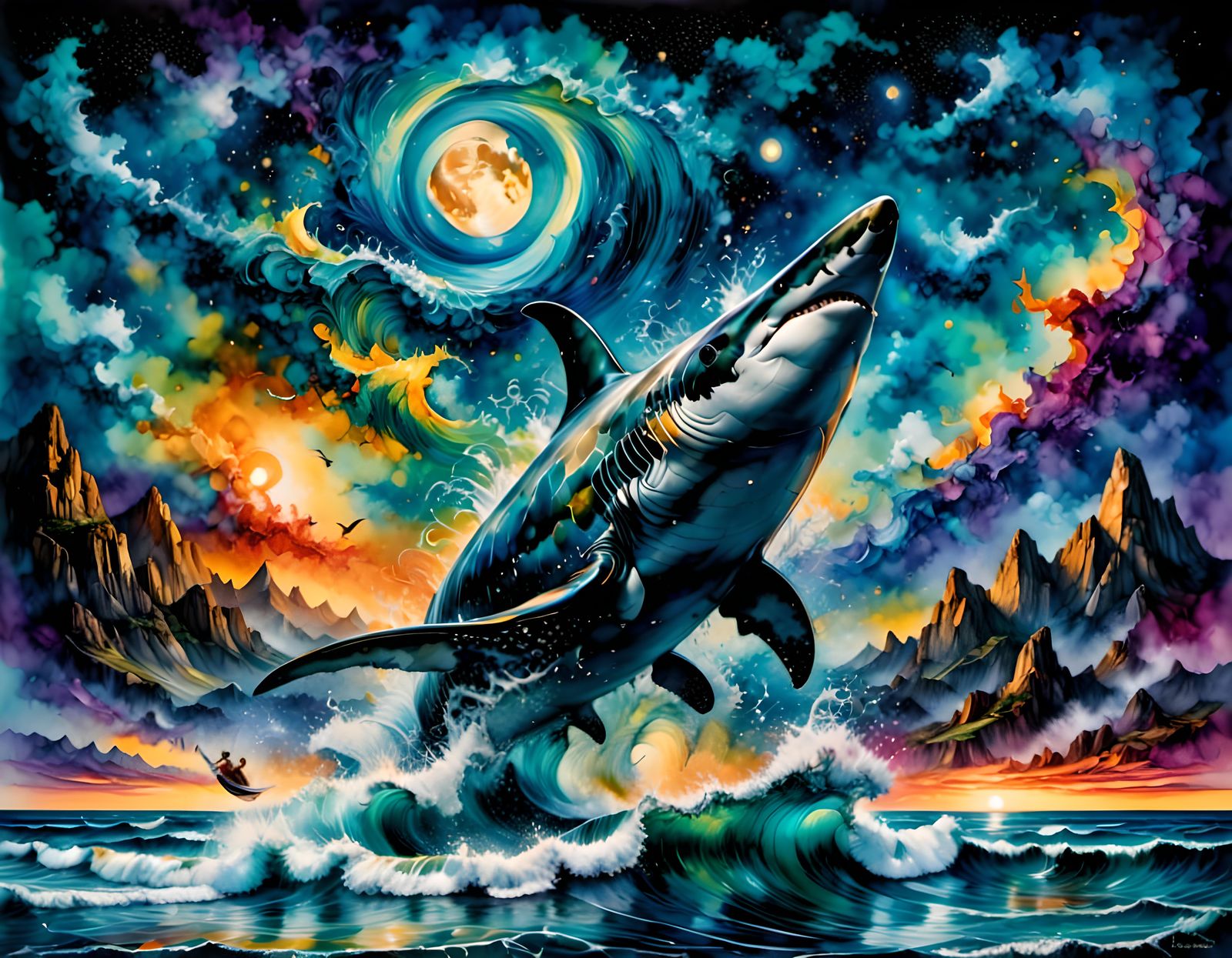 Romantic Cowboy Couple in Dystopian Dreamscape