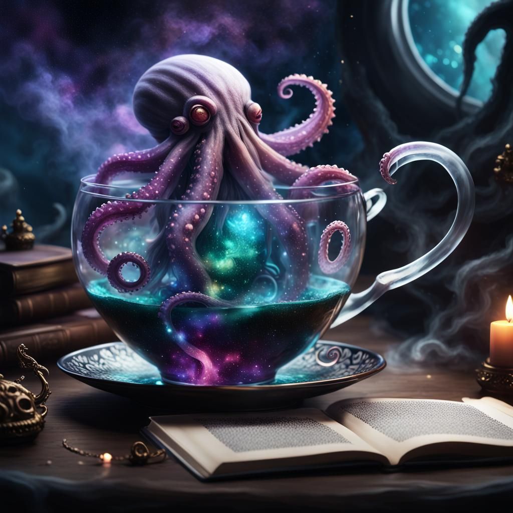 Mini Cthulhu Kraken in Galaxy Teacup: Concept Art