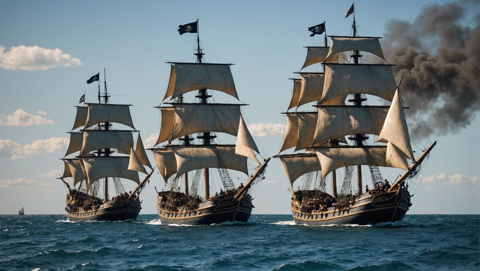 Pirate Sailboat Battle on the Open Sea