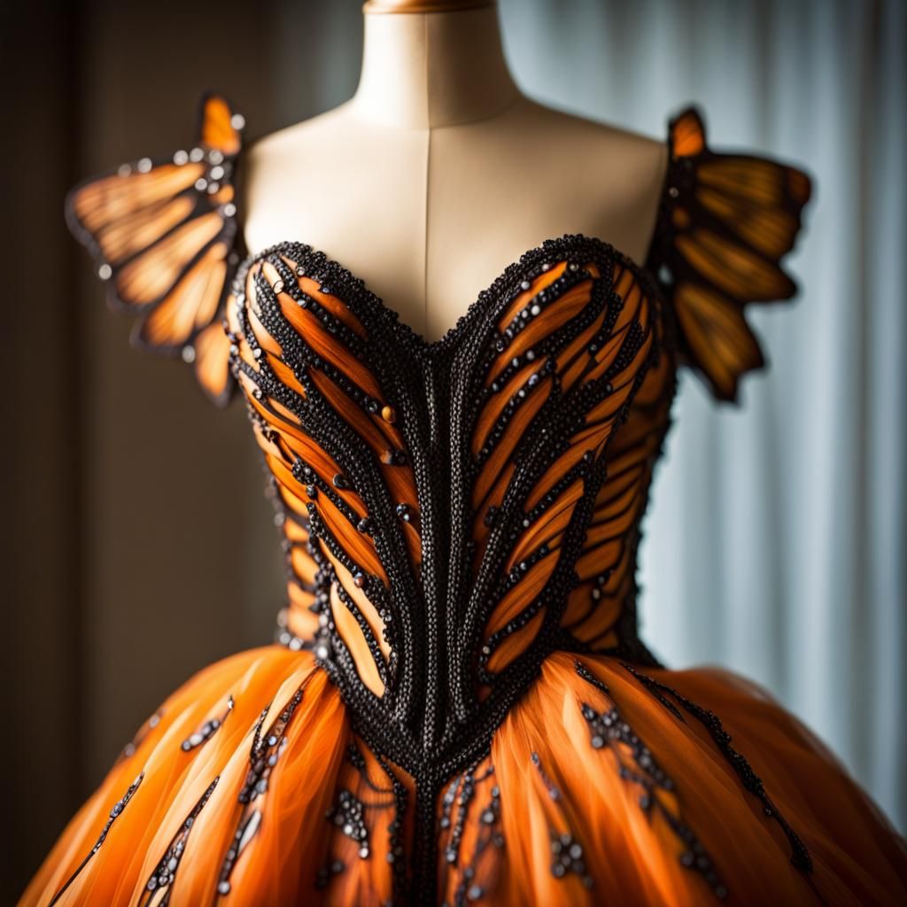 Monarch Butterfly Wing Ballgown: Professional Photography