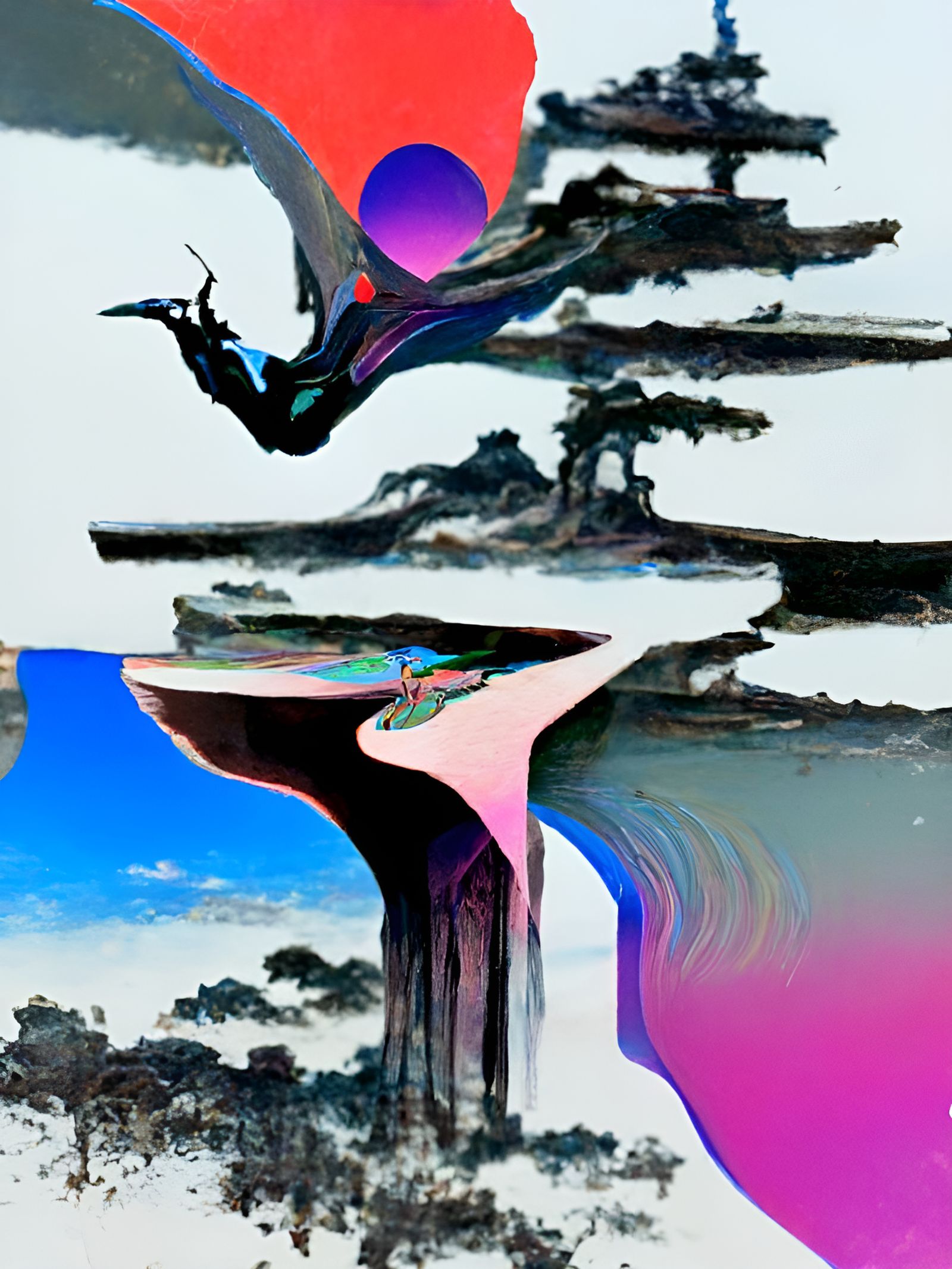 Balanced Glitch Art in Ukiyo-e Style