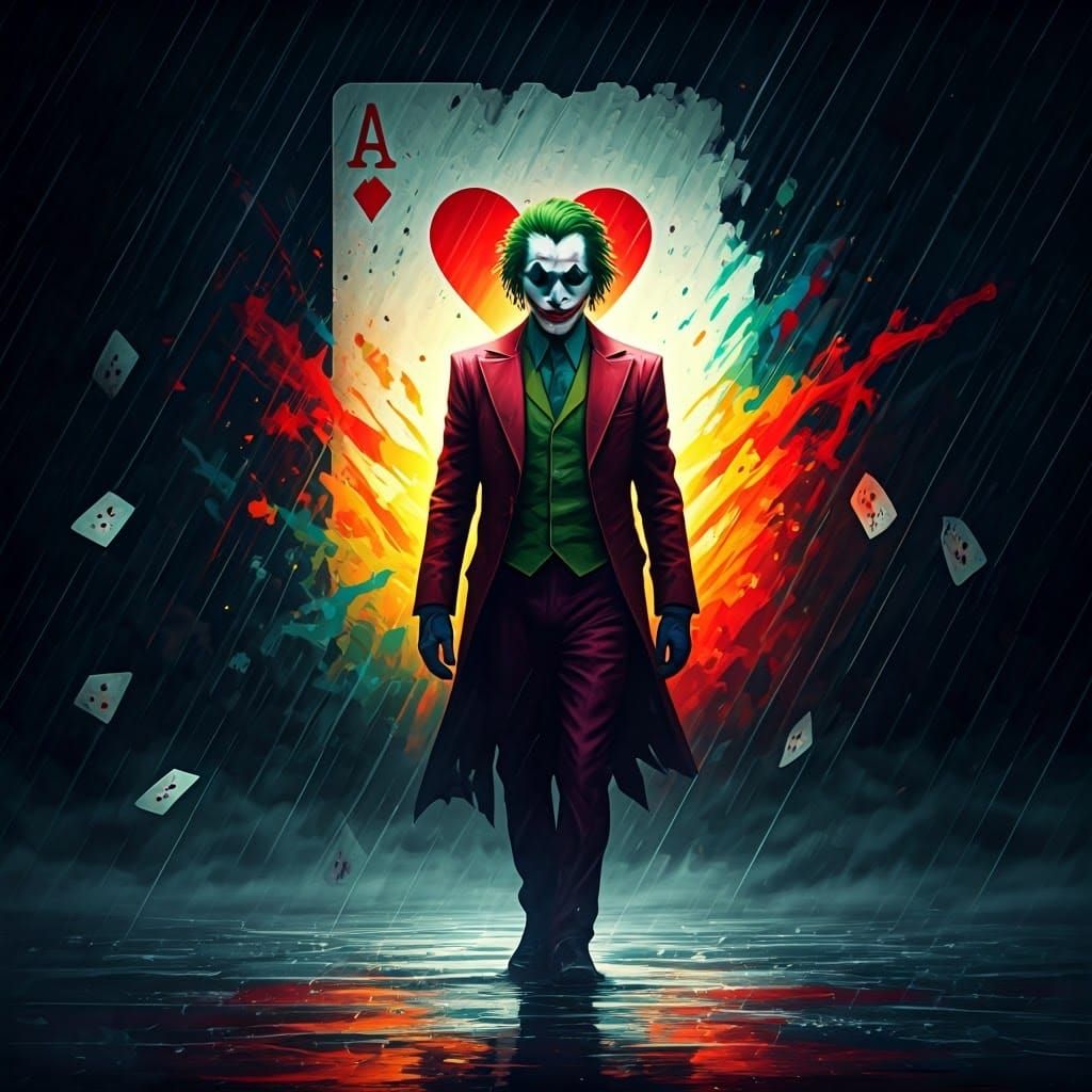 Surrealist Poker Joker in a Neo-Expressionist Aesthetic