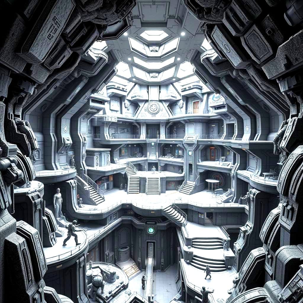 Superhero Headquarters Underground: Black and White Schemati...