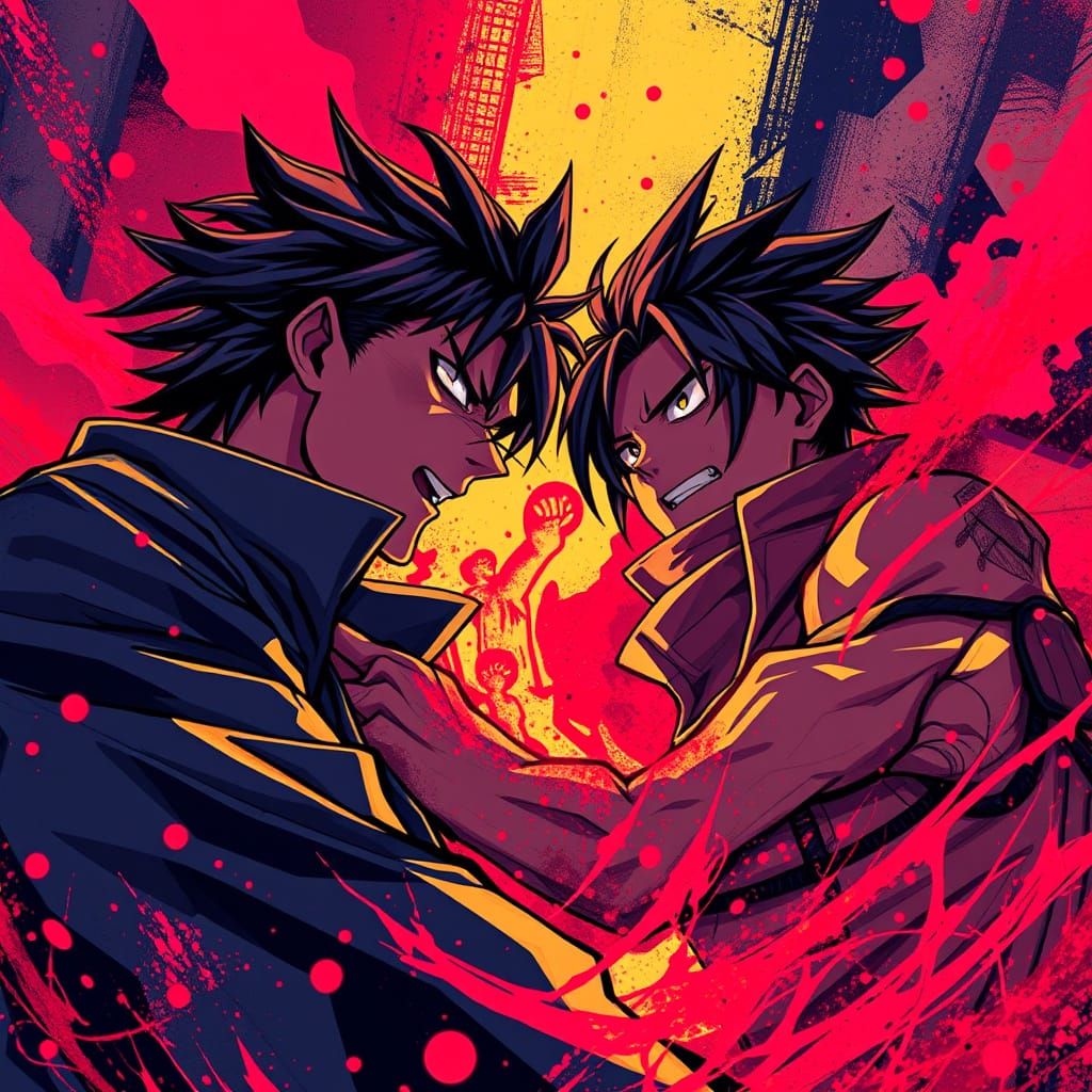 Dramatic Sonho Scene in Cyberpunk Anime Style