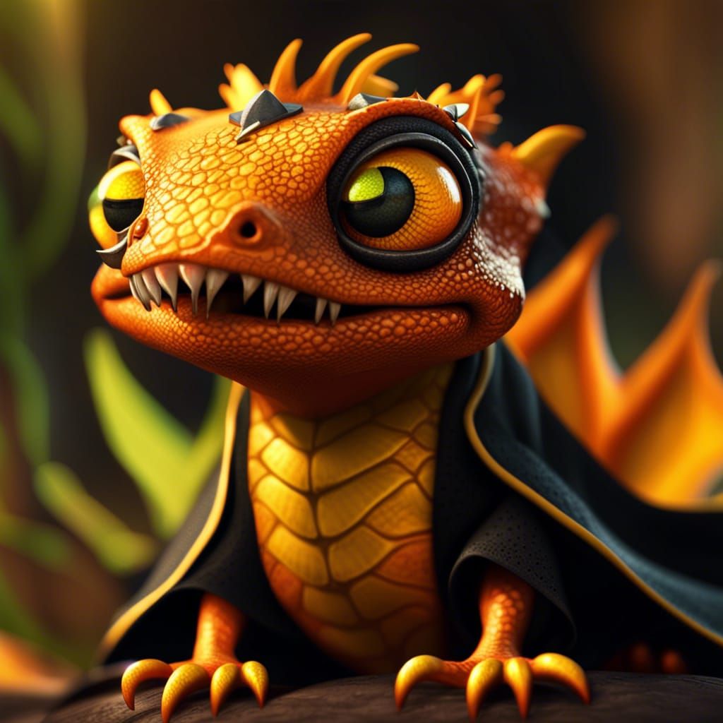 Grinning Anthropomorphic Lizard in Kimono: CGI Fantasy Art