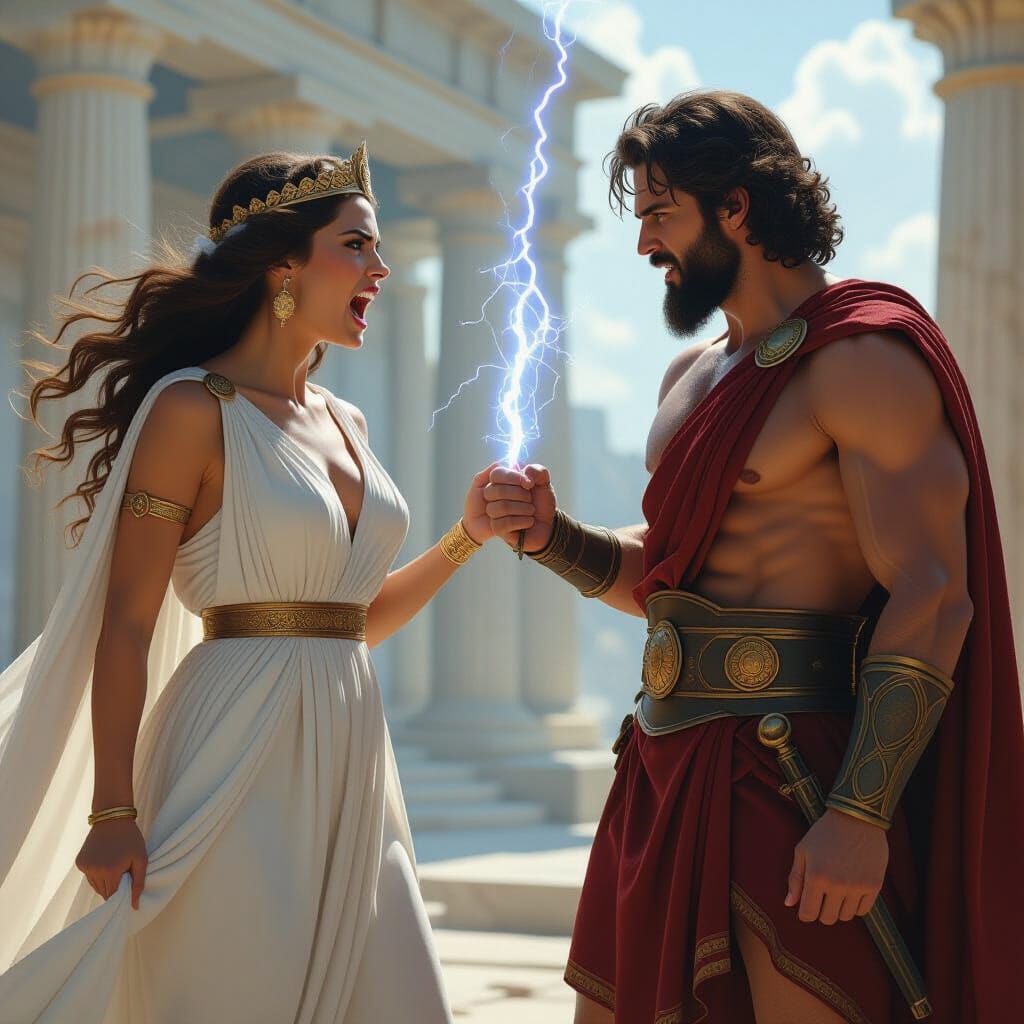 Hera and Zeus Arguing, Realistic Digital Art