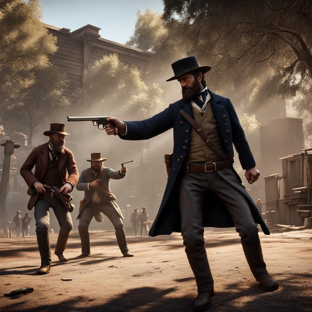 Australian Bushranger in Dramatic 3D Game Cinematic Scene