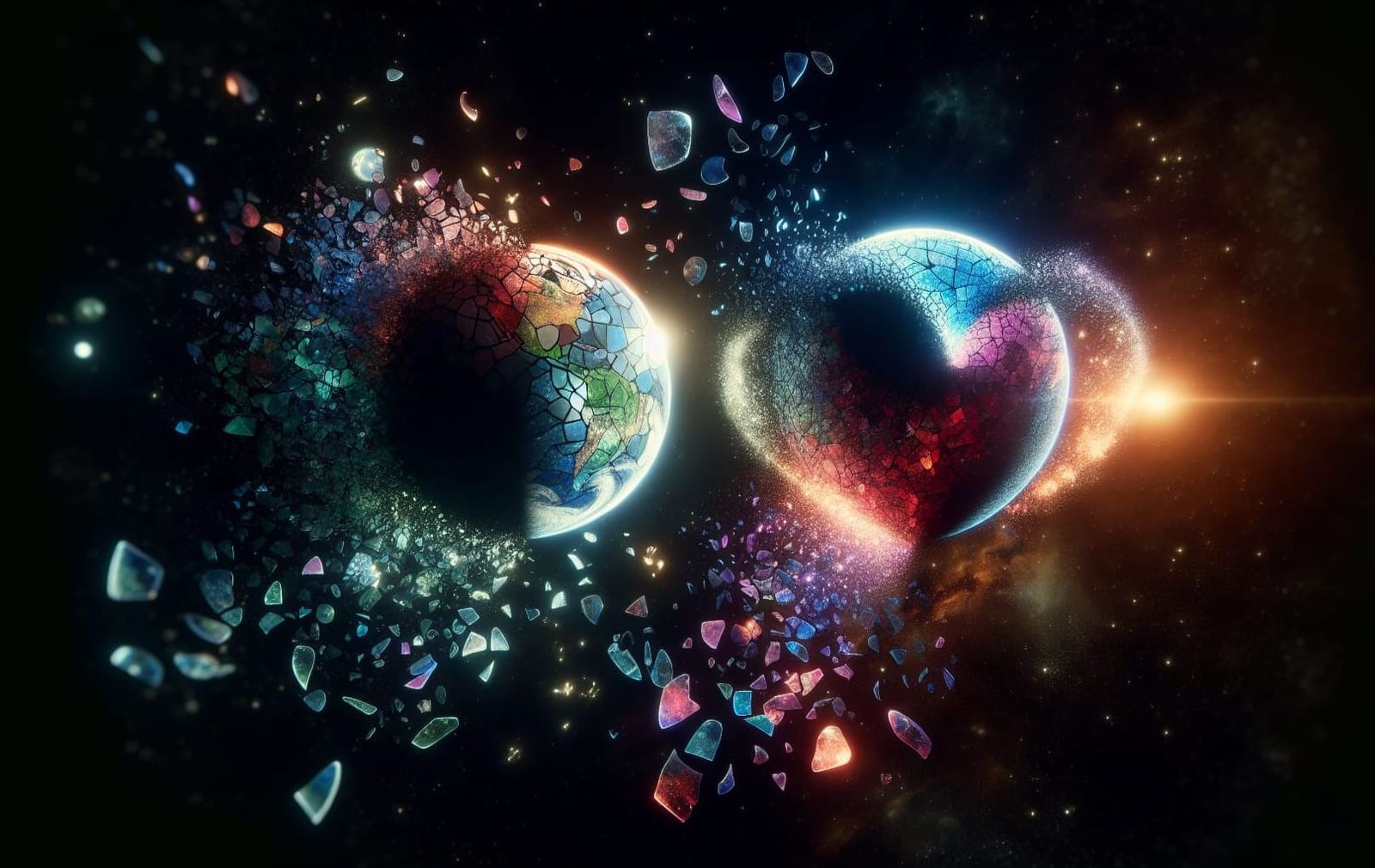 Earth and Moon Shards Form Iridescent Heart
