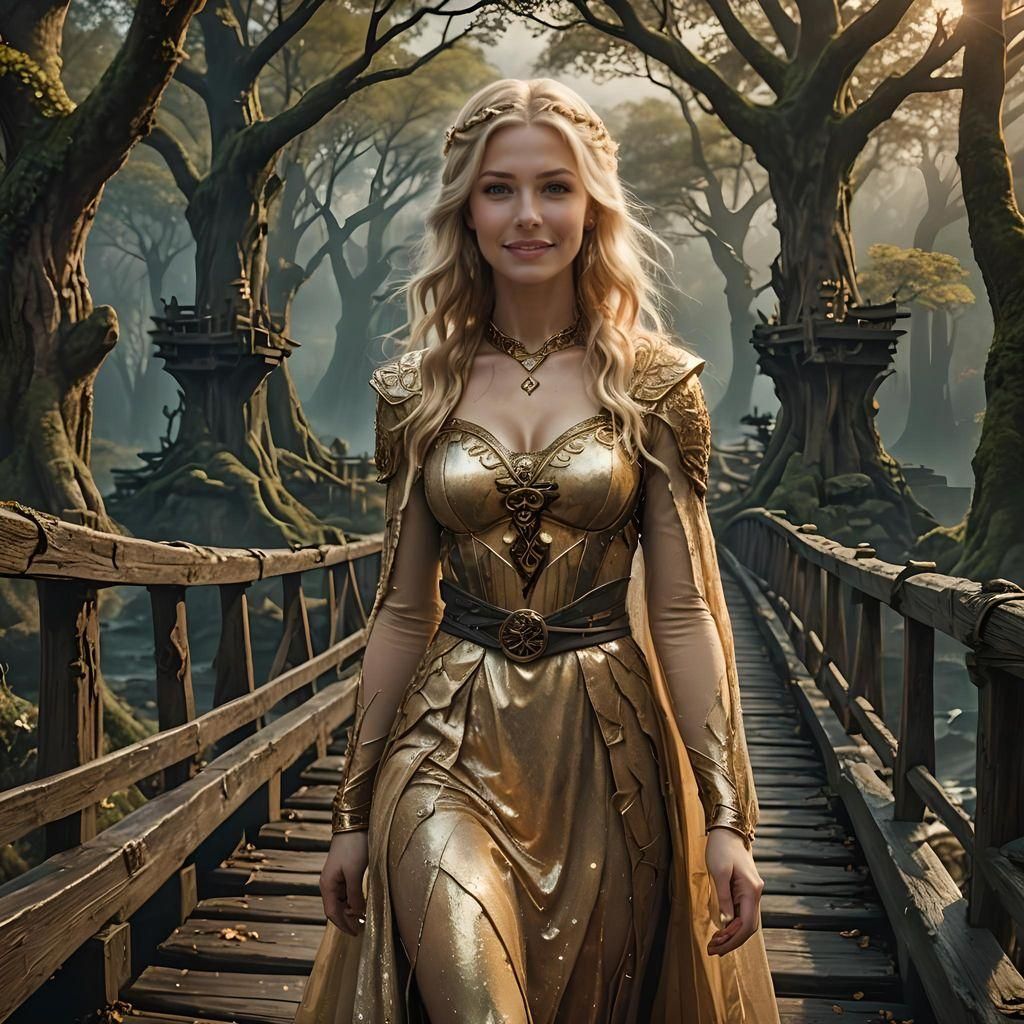 Sacrificial Blonde Woman in Detailed Matte Painting