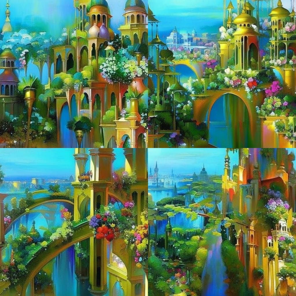 Hanging Gardens of Babylon: Sharply Detailed Matte Painting