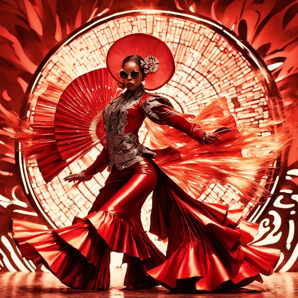 Flamenco Warrior Goddess in Metallic Armor