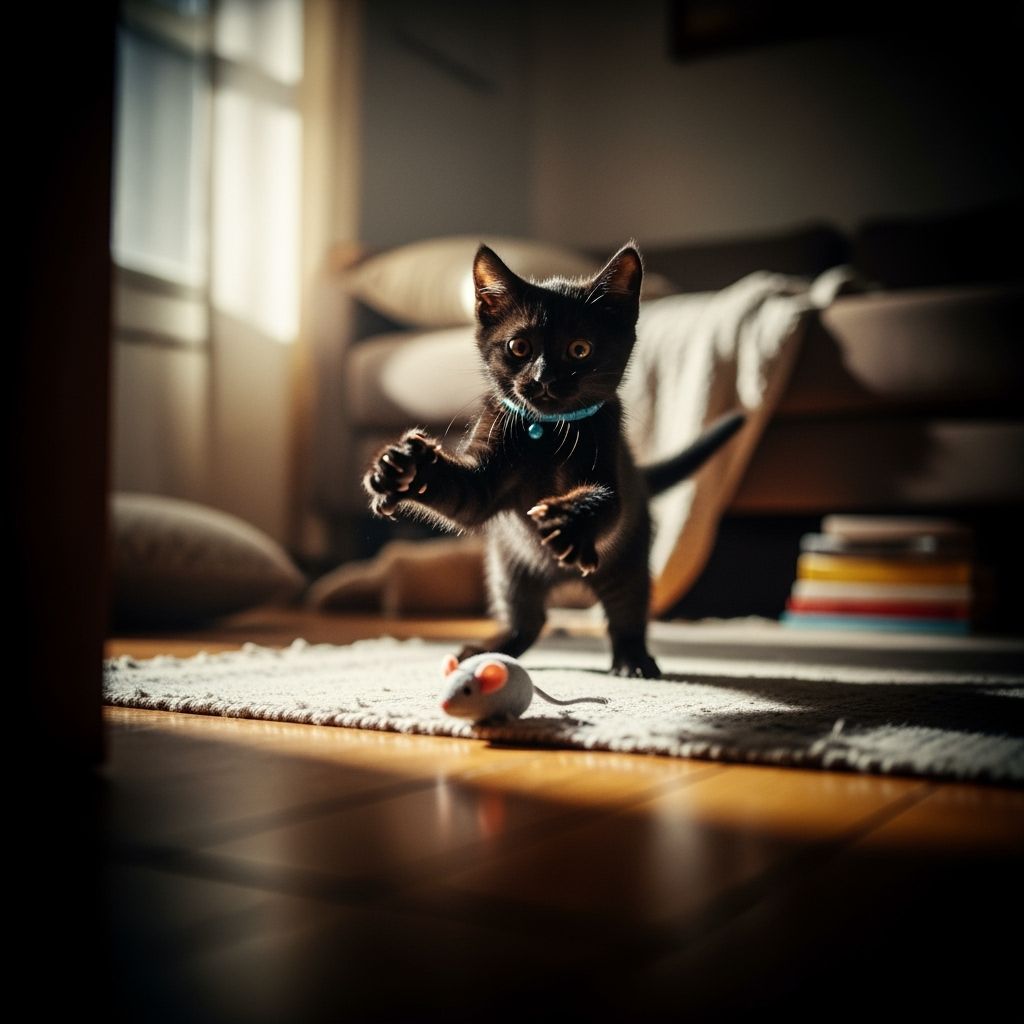 Kitten's Playful Pounce: A Cinematic Film Still