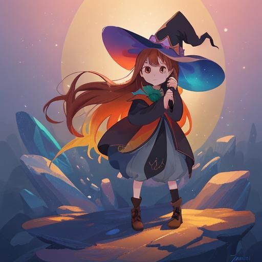 Redhead Witch and Man in Pixar-Style 3D Art