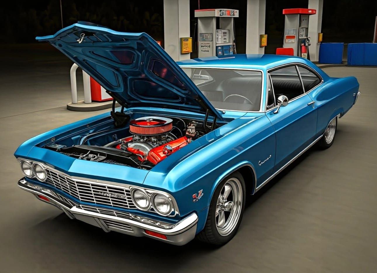 1965 Chevrolet Impala Big Block at Gas Station