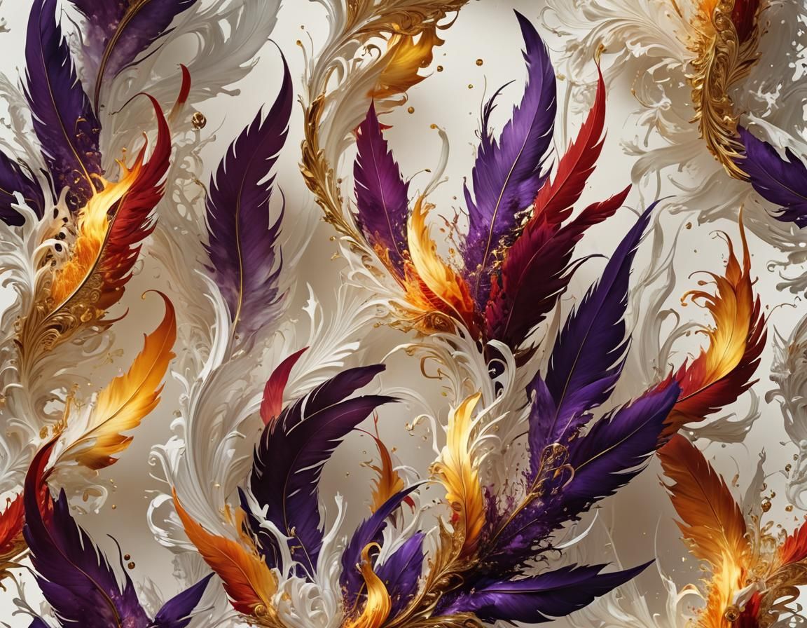 Fiery Phoenix with Filigree Feathers in Photorealistic Style