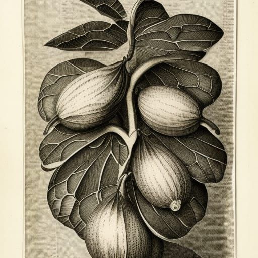 Fig with Wasp Wings: 1700s Etching Illustration