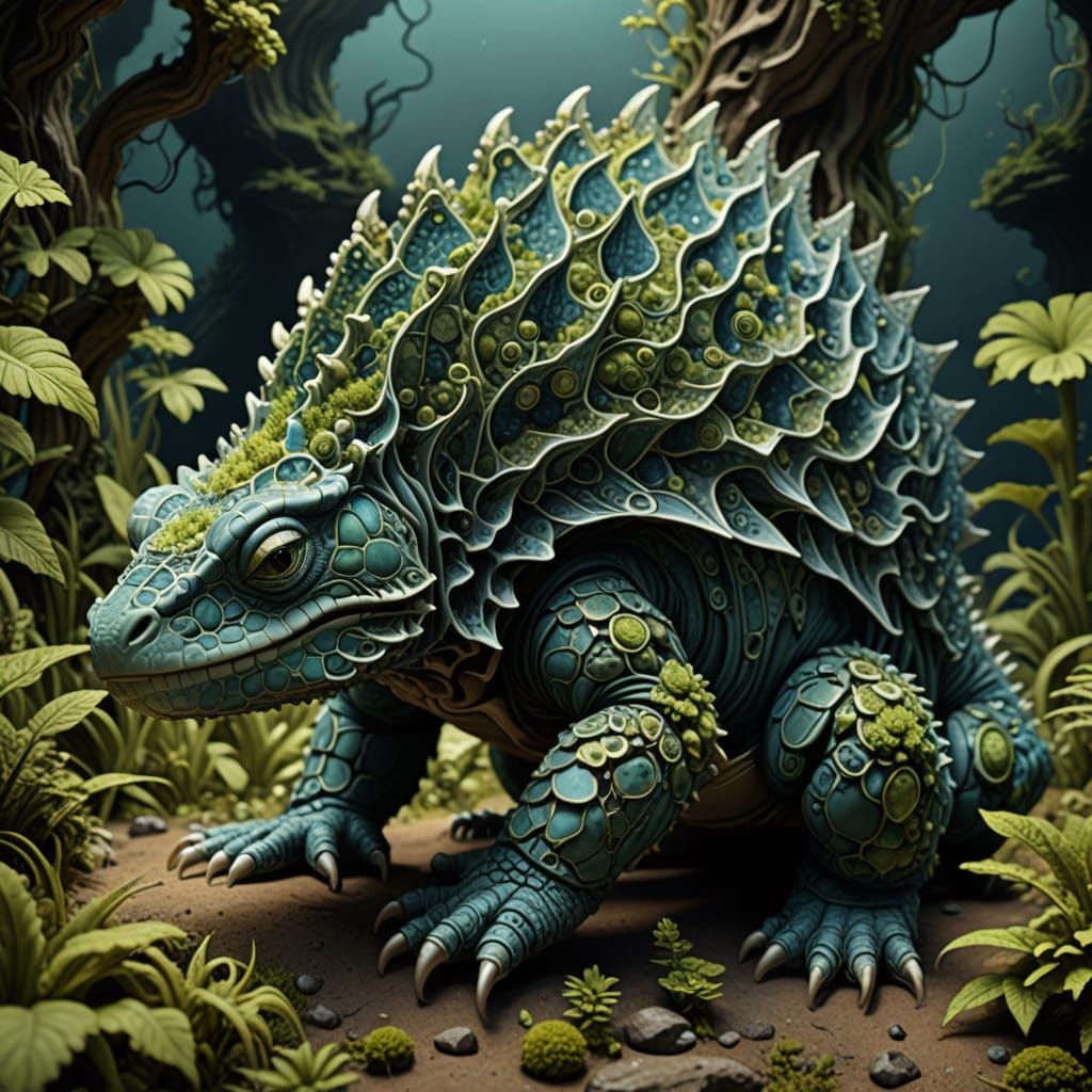 Fractal Reptiles Constructed from Found Objects in 3D