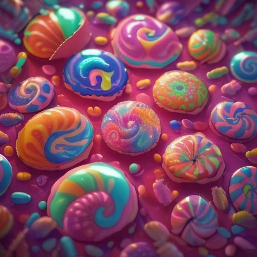 Amoebas in Candy Art Style: Microscopic Photo