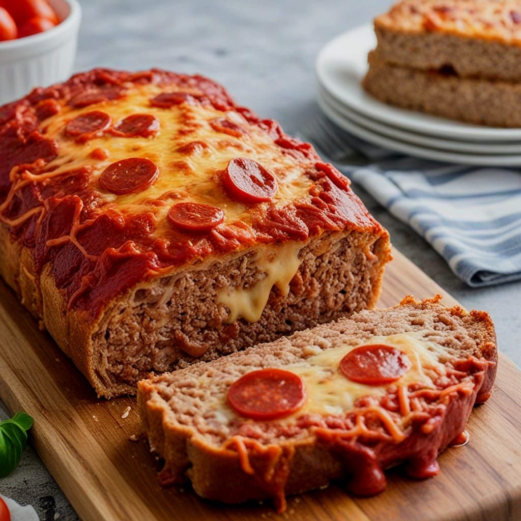 Delicious Pizza Meatloaf with Melted Cheese