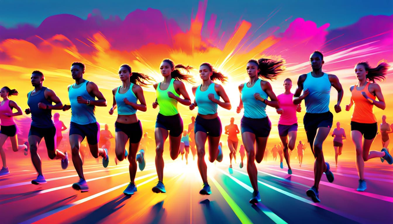 People Running and Exercising in Neon Colors