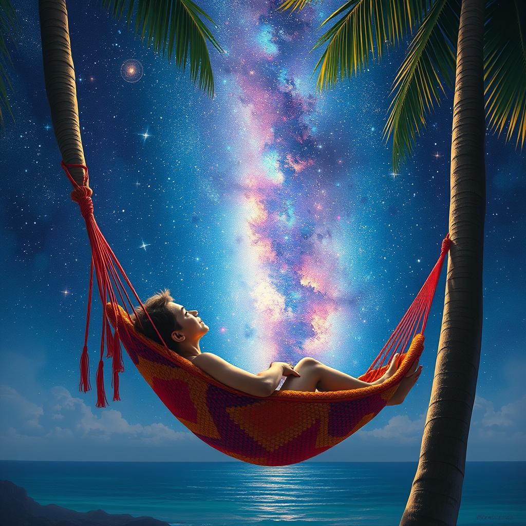 Starry Sky Gaze in Psychedelic Digital Painting