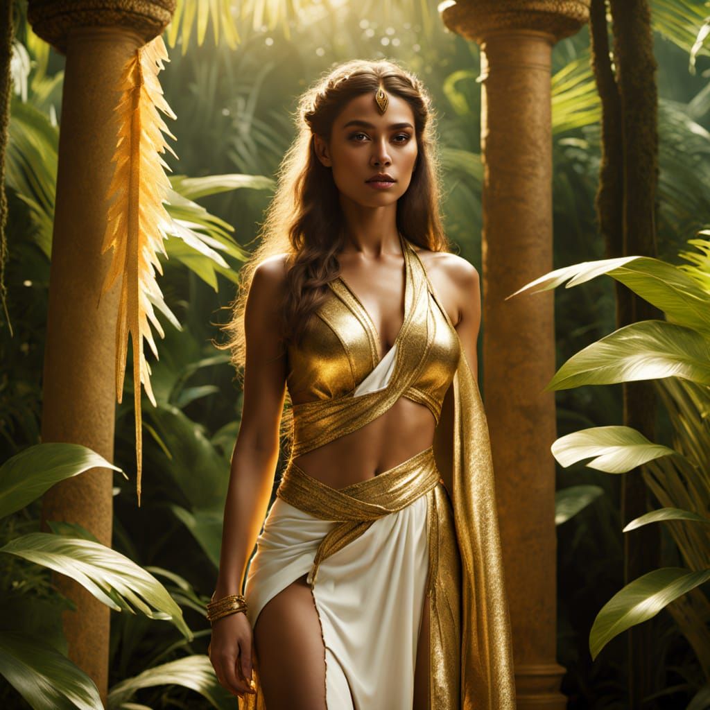 Amazon Priestess in Exotic Island, 3D Render